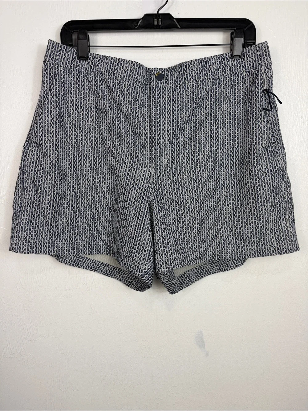 VRST Men’s Lined Performance Swim Trunks Gray Navy Print Size Large 5” Shorts